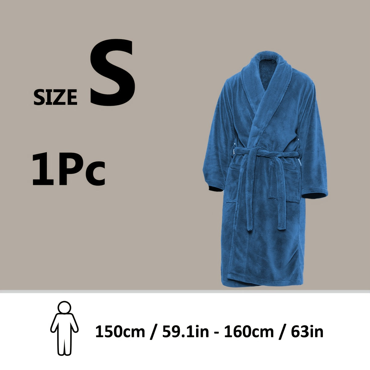 Unisex Fleece Bathrobe with Shawl Collar Soft Machine Washable