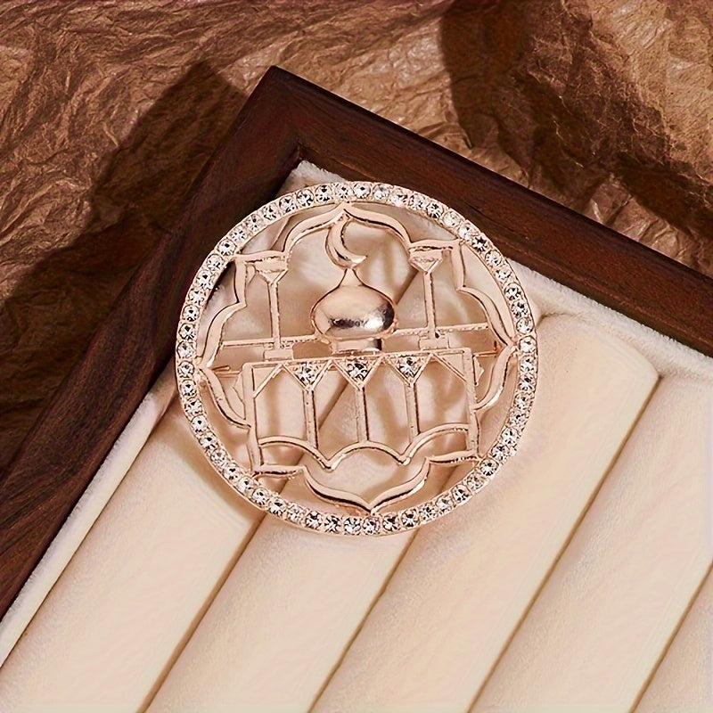 Vintage Round Rhinestone Brooch with Synthetic Pearl and Southeast Asian Charm