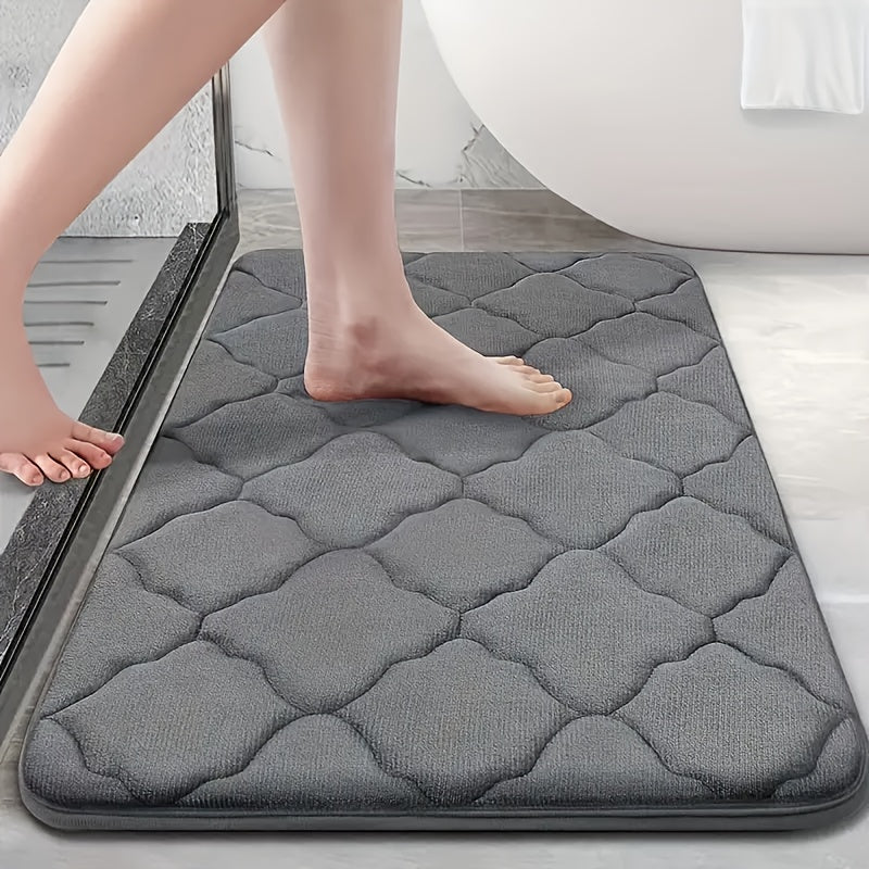 Coral Fleece Bath Mat Fast-Drying Slip-Resistant Geometric Design for Bathroom Kitchen Bedroom