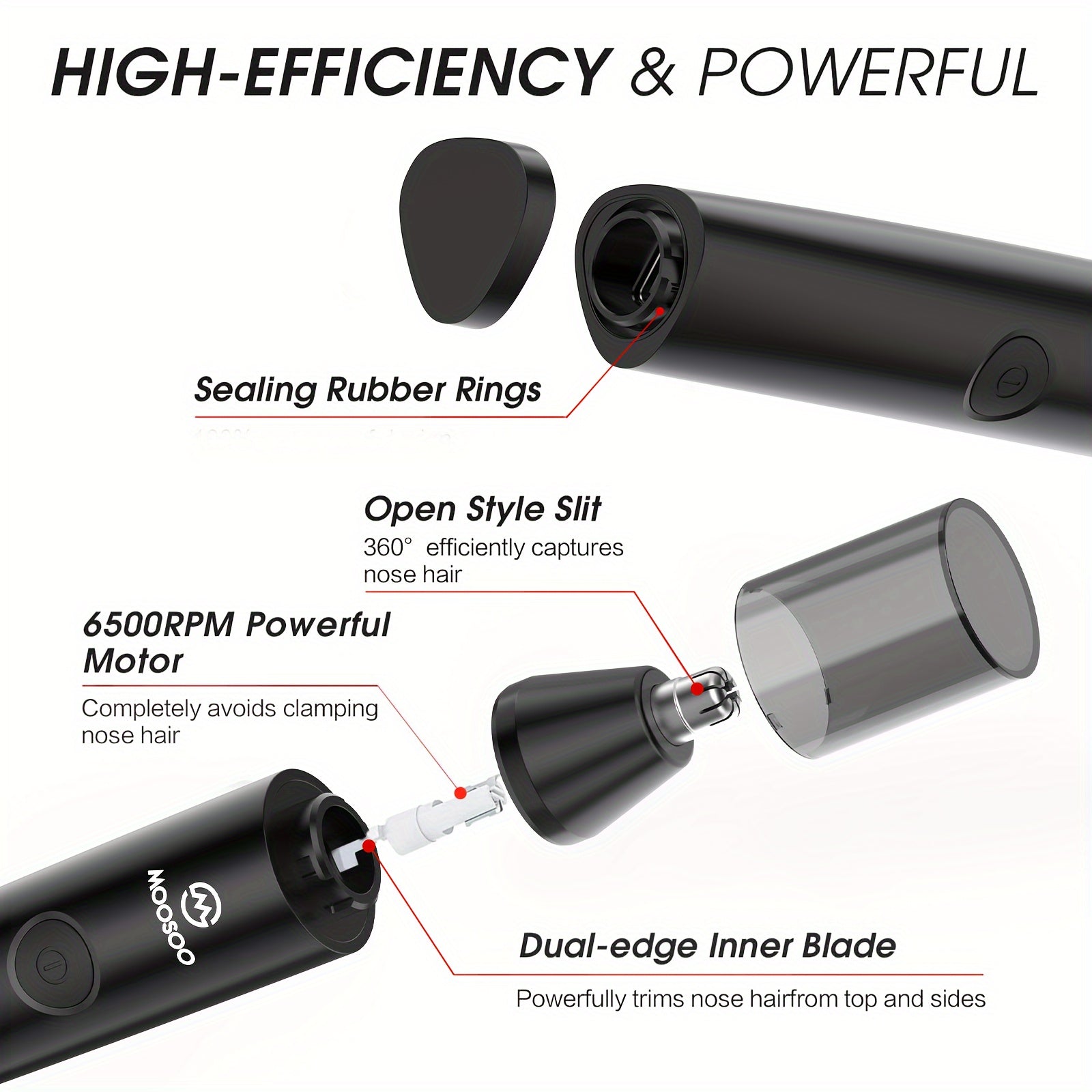Recortadora de vello nasal todo en uno para hombres y mujeres, sin dolor, recargable por USB, 500mAh