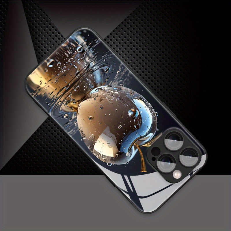 Water Drop Crystal iPhone Case with Lens Protection Full Coverage Tempered Glass Protective Cover for Various iPhone Models