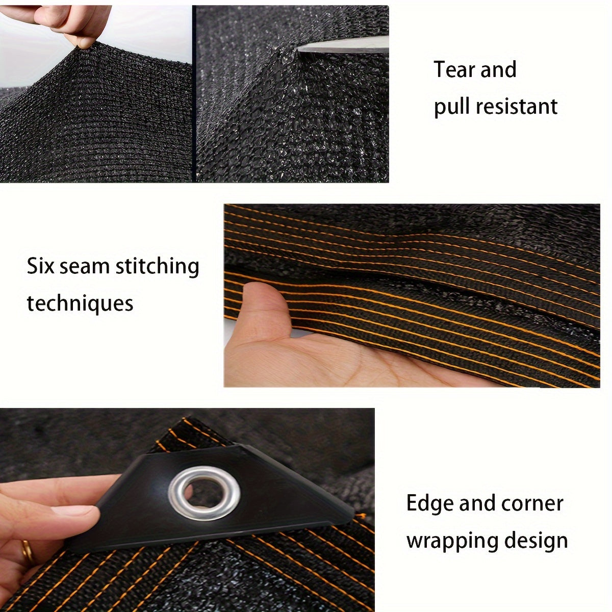 Rectangular Sunshade Net for Courtyard Balcony Garage Backyard Pool Lawn Outdoor Privacy Black 81-90% Shade