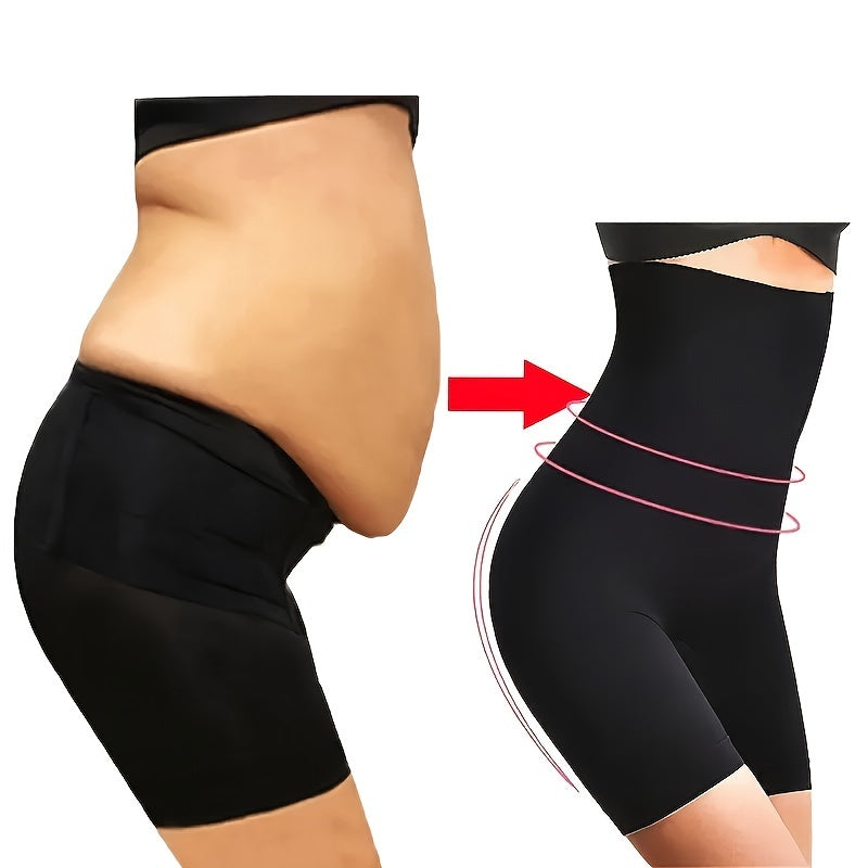 Women's High-Waist Seamless Shapewear Shorts Tummy Control Butt Lifting Postpartum Black Beige