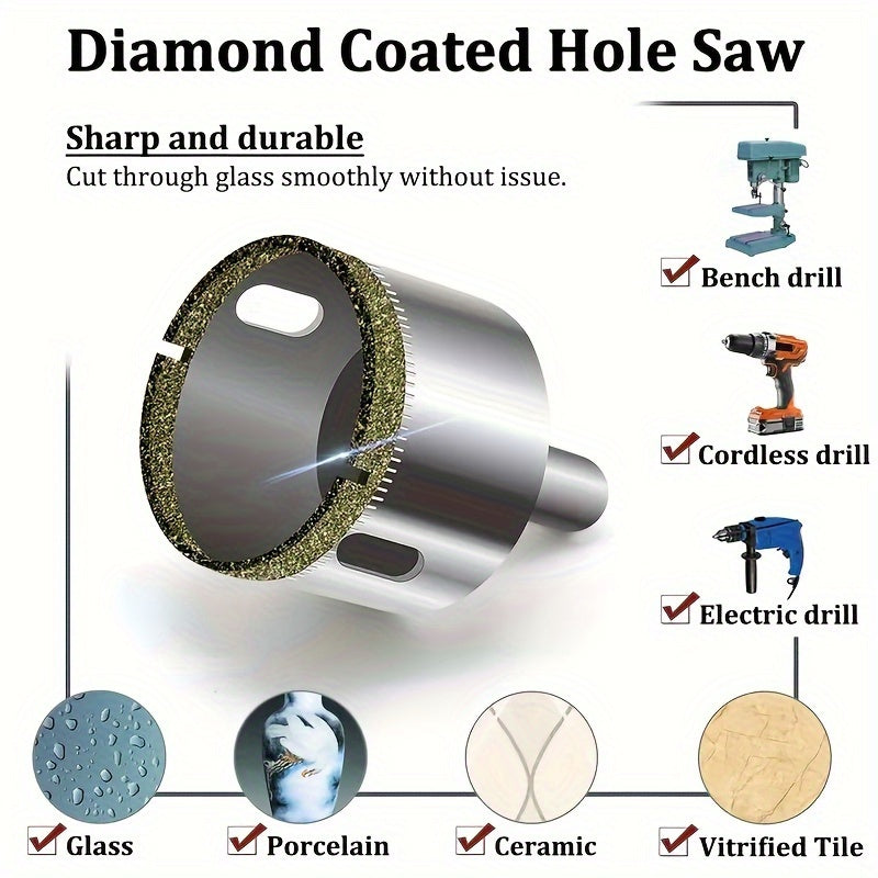 10pcs Diamond-Coated Steel Drill Bits for Tiling, Marble, Glass, Ceramic 6mm-32mm