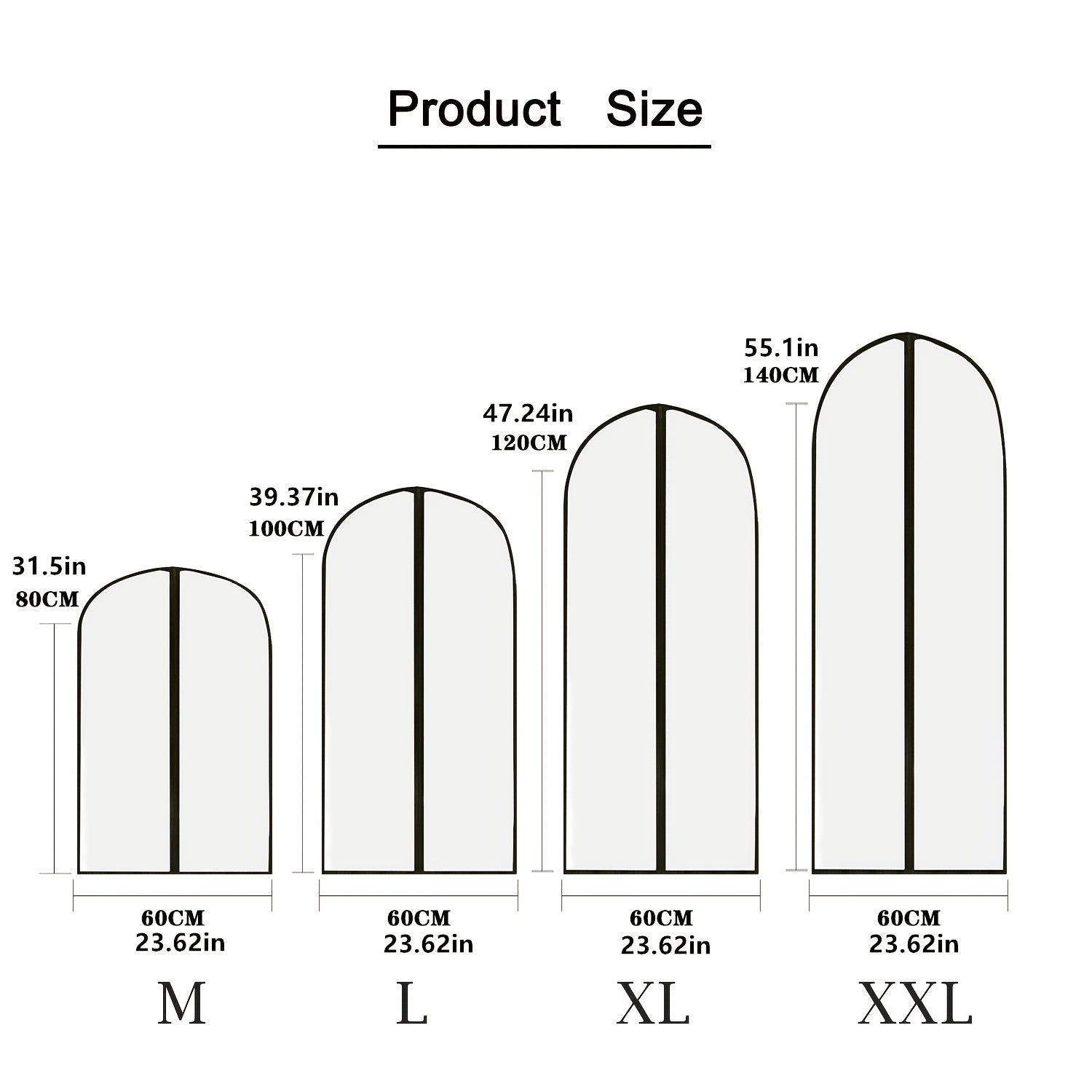 Juego de 5 bolsas de ropa transpirables para almacenamiento de prendas cubiertas de polvo para vestidos, trajes, abrigos