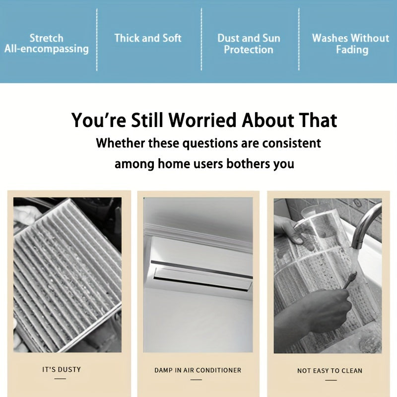 Wall-Mounted Air Conditioner Cover Indoor Protective Cover White Elastic Opening