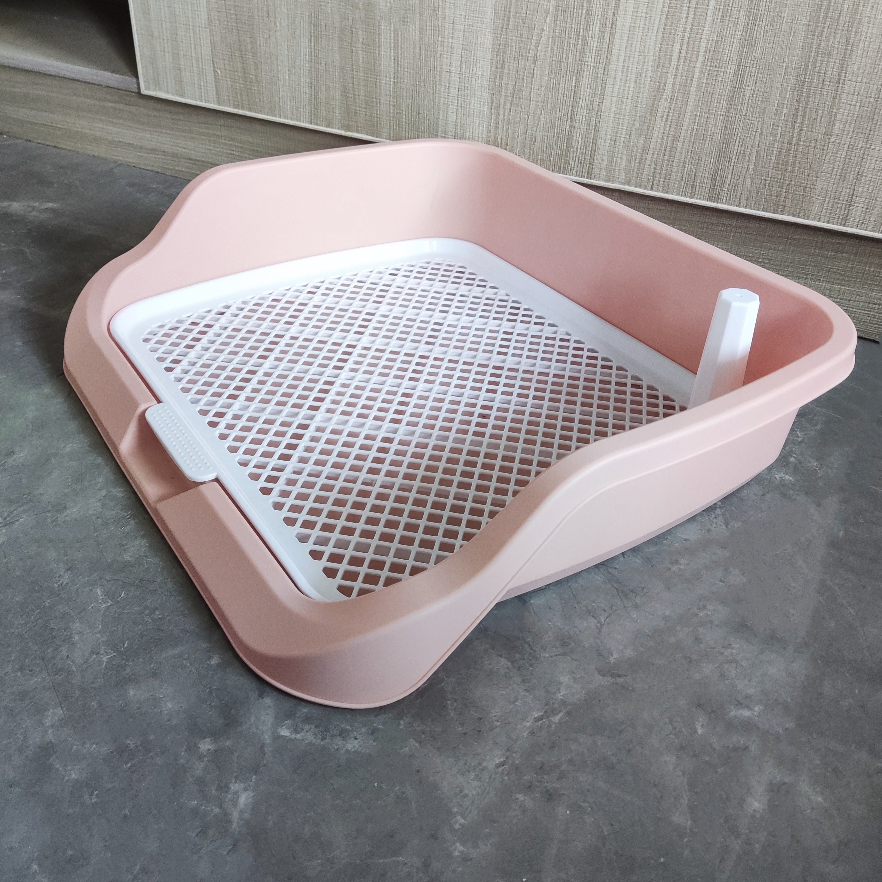 High-Sided Plastic Dog Litter Box with Removable Grid for Small to Medium Breeds