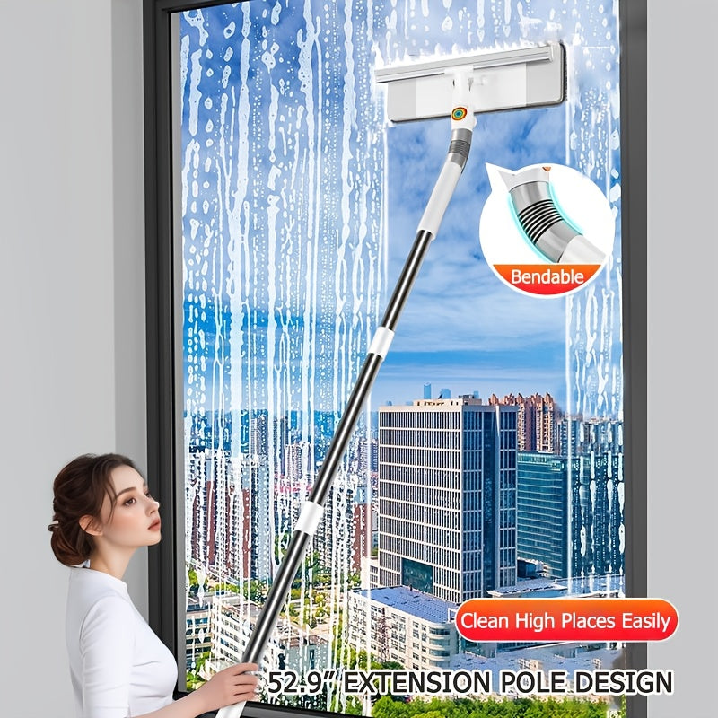 2-in-1 Extendable Window Squeegee with Scraper Stainless Steel Plastic