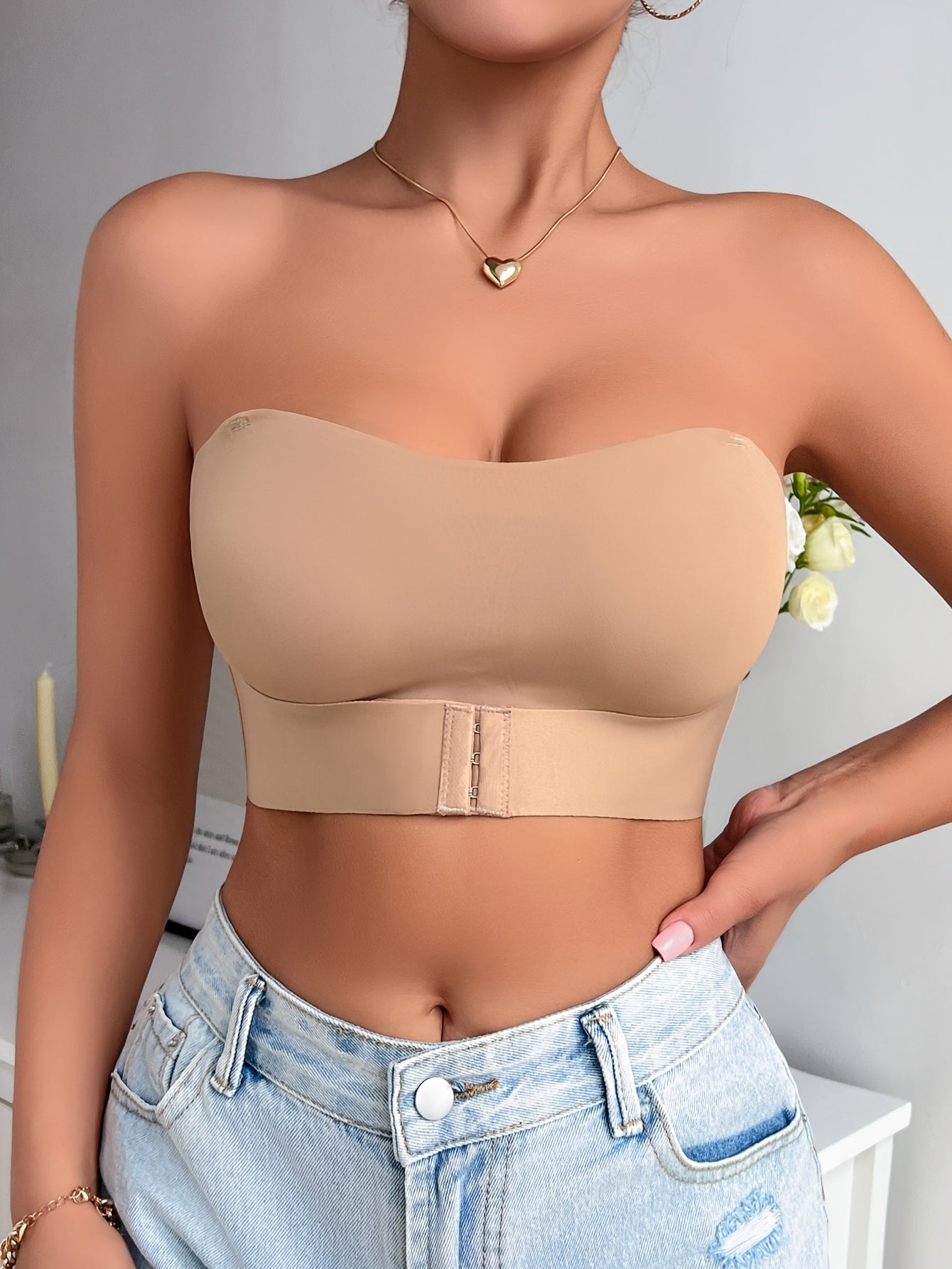 Women's Wireless Strapless Bandeau Bra with Support