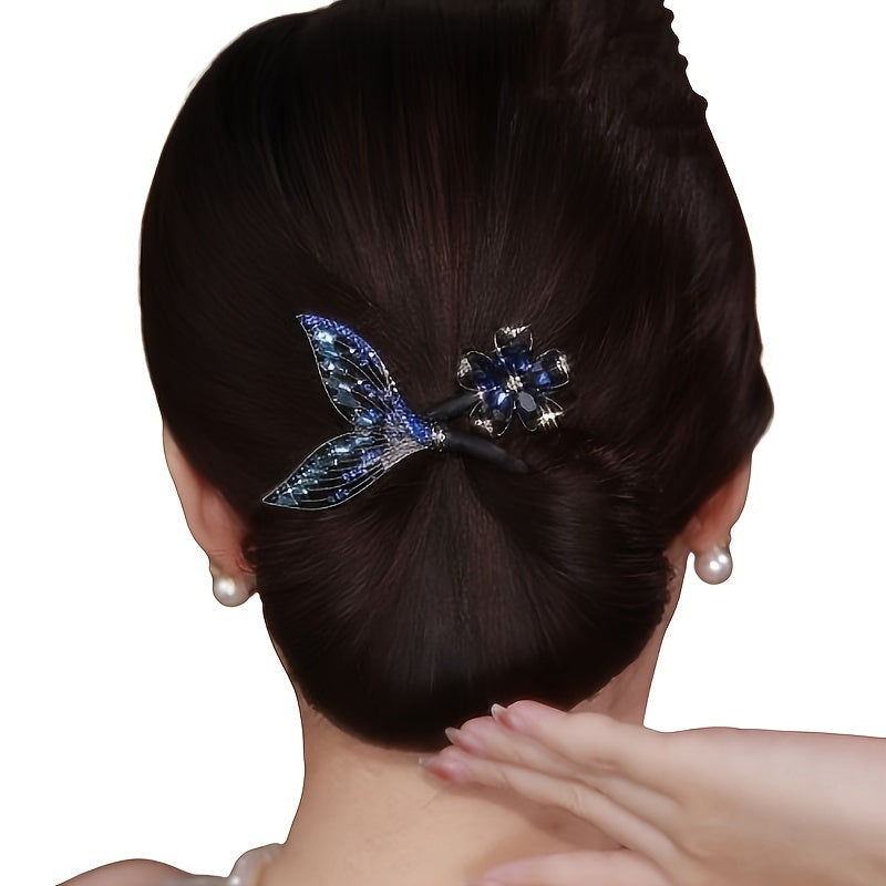 Women Vintage-Inspired Alloy Hair Bun Maker with Rhinestones Formaldehyde-Free