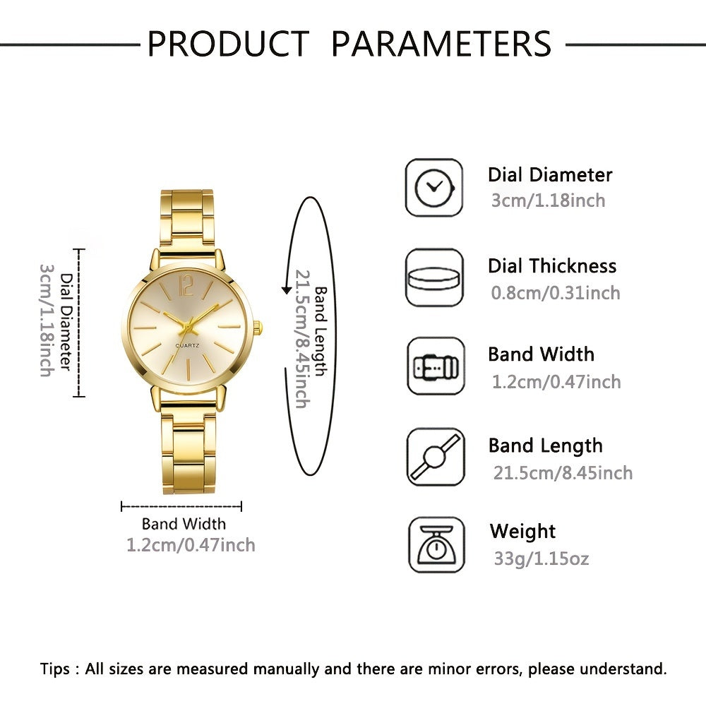 Women's Quartz Watch and Jewelry Set 6-Piece Love Theme Gift for Mothers and Gf