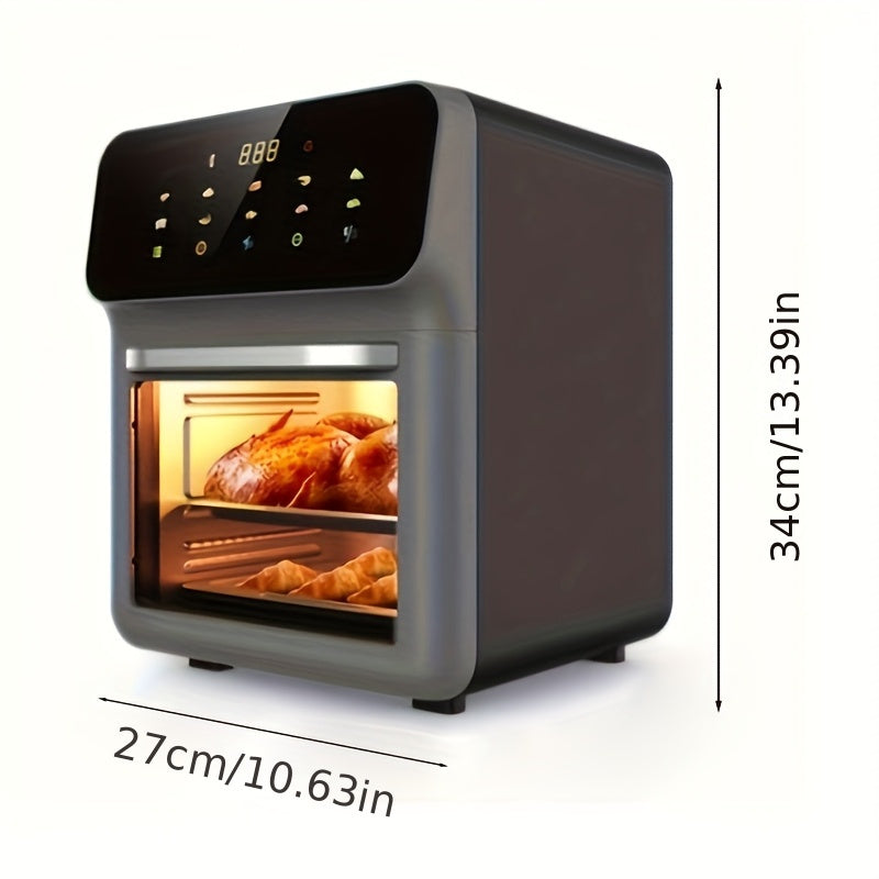 15L 1350W Ikki qatlamli havo qovuradigan elektr pechka yopishqoqsiz, kam yog'li, avtomatik o'chirish