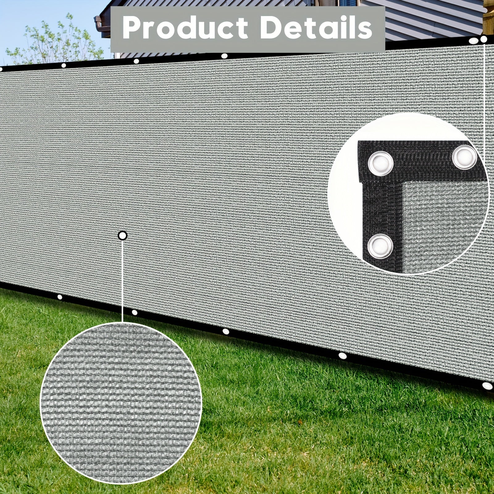 150GSM Gray Privacy Fence Screen for Outdoor Balcony Yard Pool Porch Windproof with Zip Ties