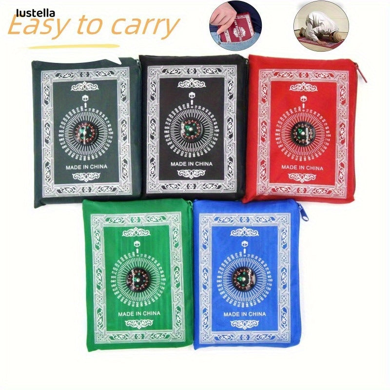 Waterproof Travel Prayer Mat for Muslims, Machine Washable, Black or Green