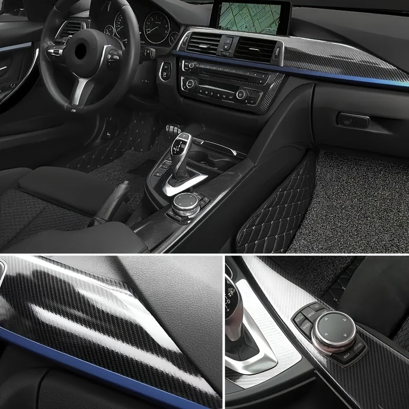 Car Interior Carbon Fiber Textured Fake Film Black Matte Glossy Sticker