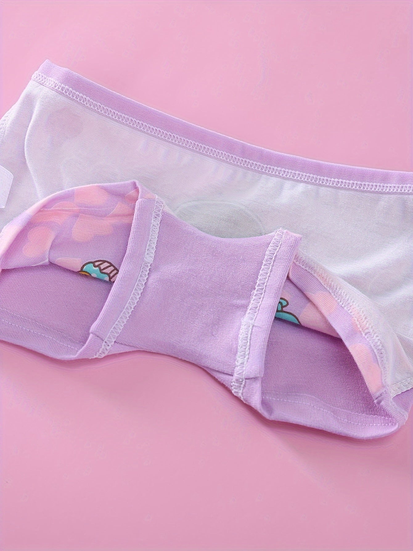 Set of 4 Kids Cotton Briefs with Cartoon Girl Print Soft Cotton All-Season Comfortable