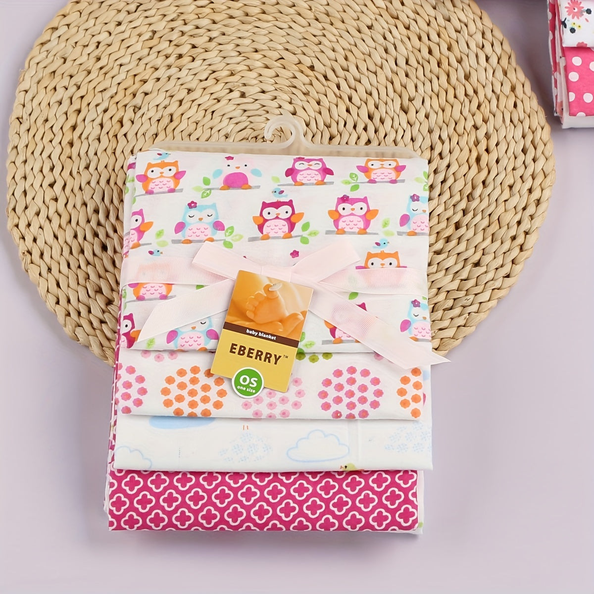 Baby Cotton Blankets Set of 4 for Newborns and Infants Soft Cartoon Prints Gift for Baby Shower Christmas Thanksgiving Valentine