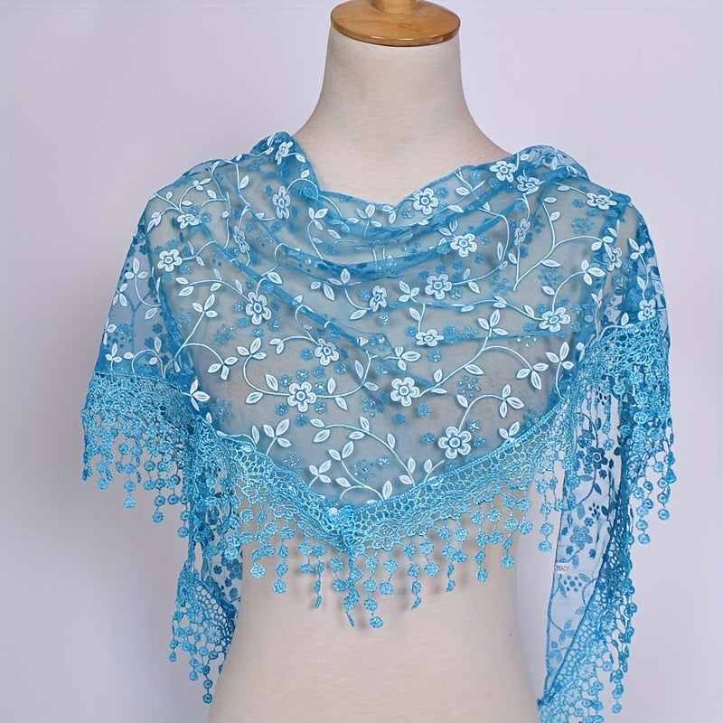 Women's Lace Triangle Veil and Scarf Set for Church Chapel Mantilla Style