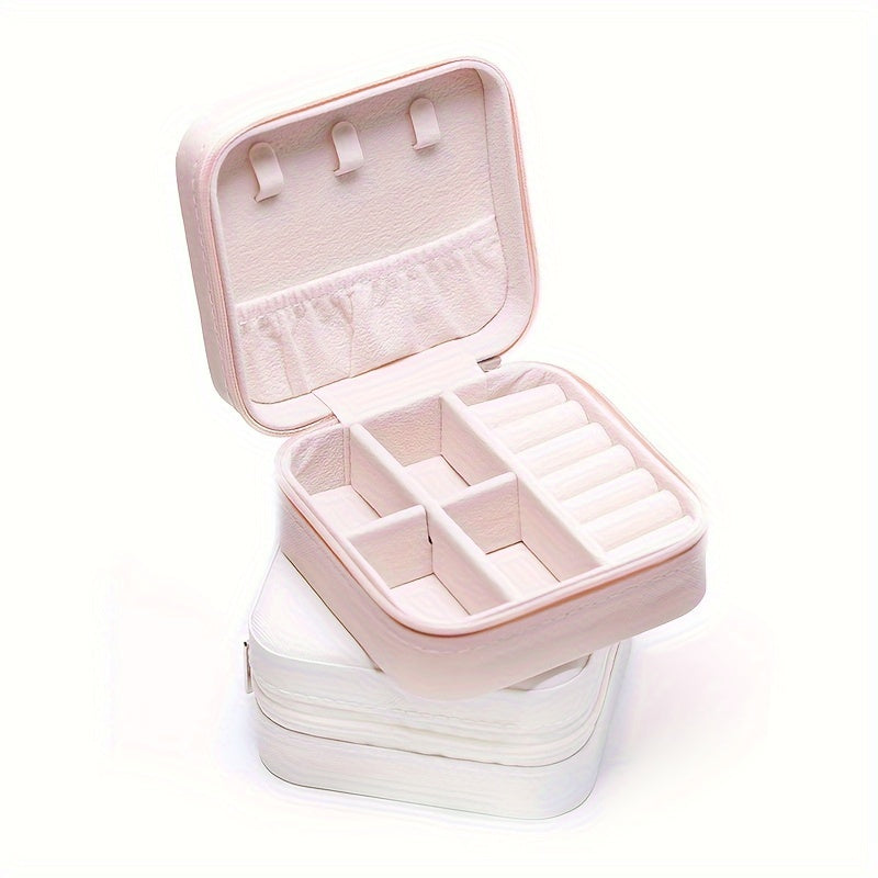 Mini Jewelry Organizer Box with Zipper for Travel Storage of Earrings and Necklaces