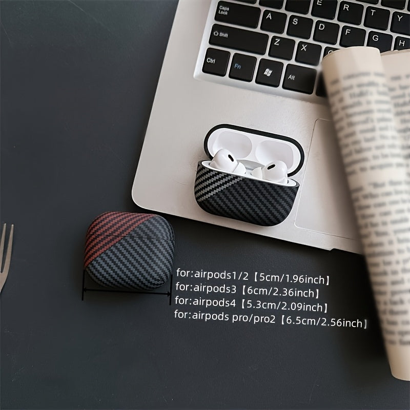 Funda para AirPods Pro de fibra de carbono con rayas de colores para auriculares Apple Rojo Gris