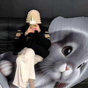 Gray Plush Rabbit Blanket Soft 3D Cartoon Cuddle Throw for Couch Bed Car