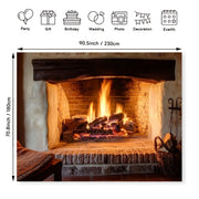 Polyester Fireplace Backdrop Cloth for Home Decor, Wood Burning Scene, All Seasons