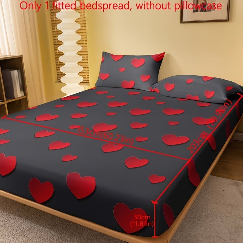 Простыня с резинкой в красном принте «Любовь», 1 шт. (Наволочка не включена). Мягкое и комфортное постельное белье, защитник матраса для спальни или гостевой комнаты с глубокими карманами. Только простыня с резинкой.