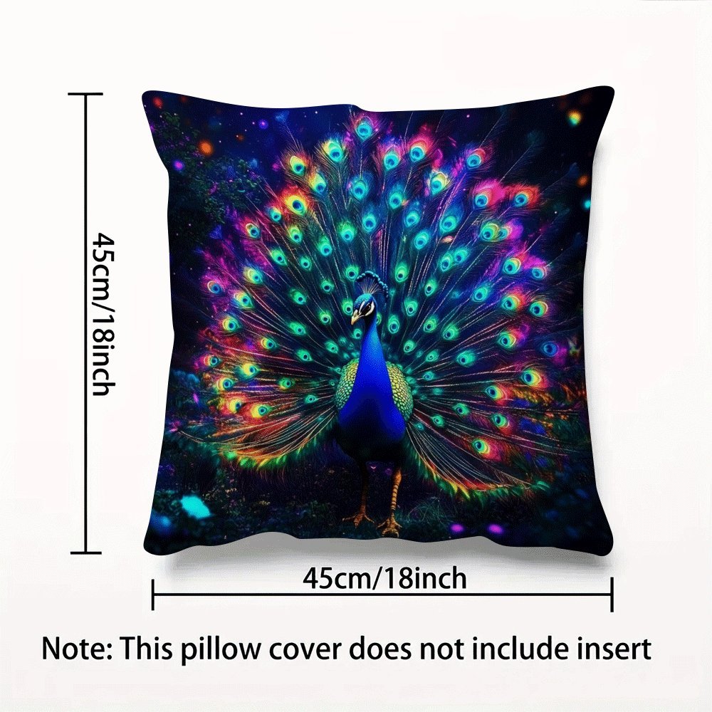 Peacock Pillow Cover 45.72x45.72 cm Polyester Zipper Decorative Throw Pillowcase