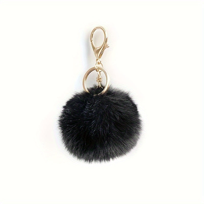 Fifty Pieces of Plush Lazy Rabbit Pom-Poms with Key Chains for DIY Jewelry Accessories