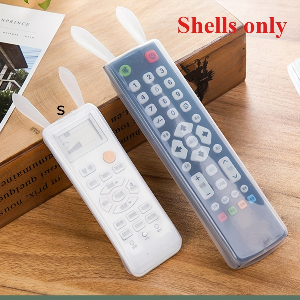 Transparent Silicone Remote Control Cover with Rabbit Ears Dustproof Protector for TV and Air Conditioner