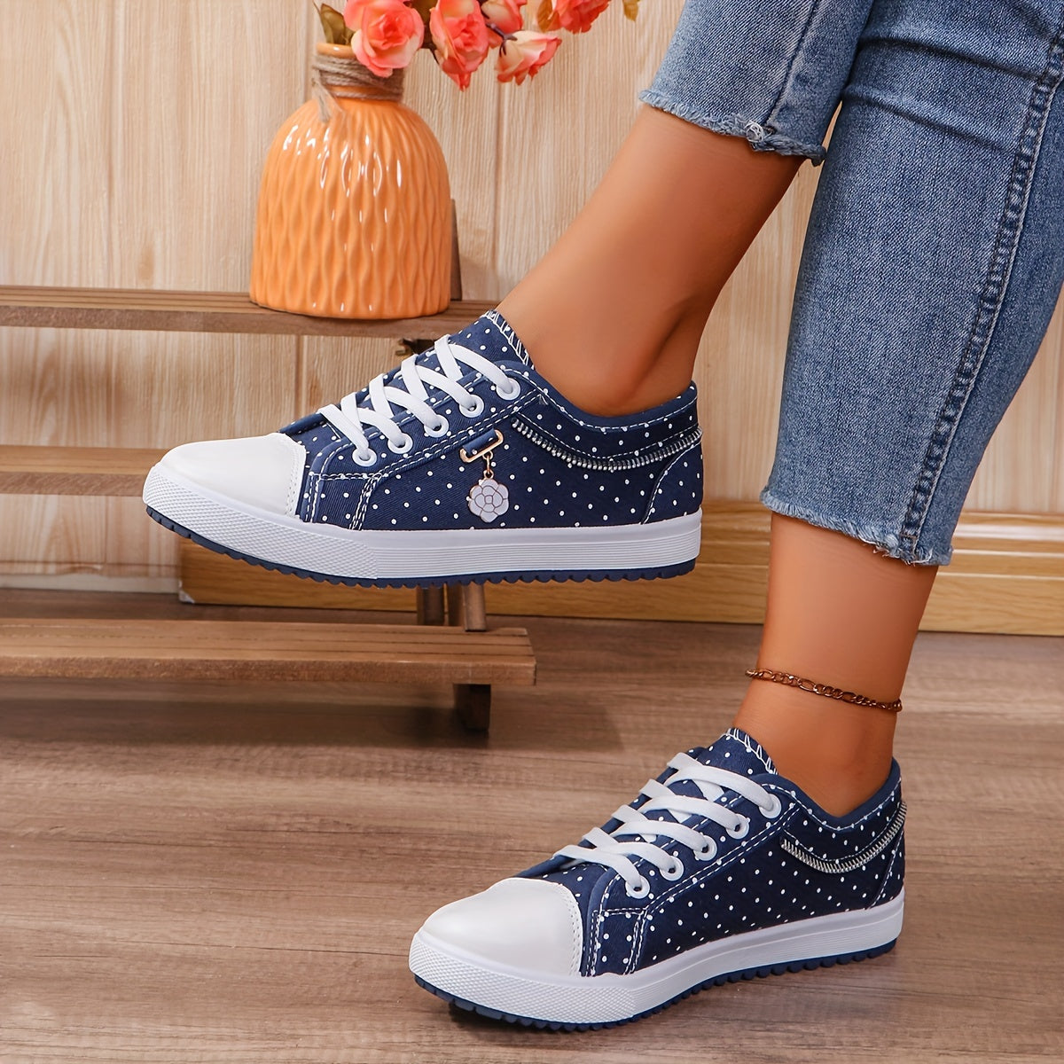 Plus Size Women's Solid Color Denim Canvas Flat Casual Shoes