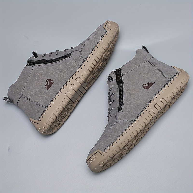 Women's Light Blue Casual Ankle Boots with Zipper and Non-Slip Sole