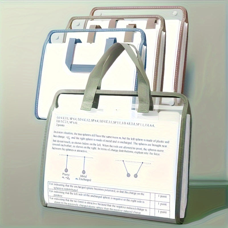 Organizador de archivos A4 de PVC impermeable con 13 bolsillos, portátile blanco para documentos para oficina, escuela y hogar