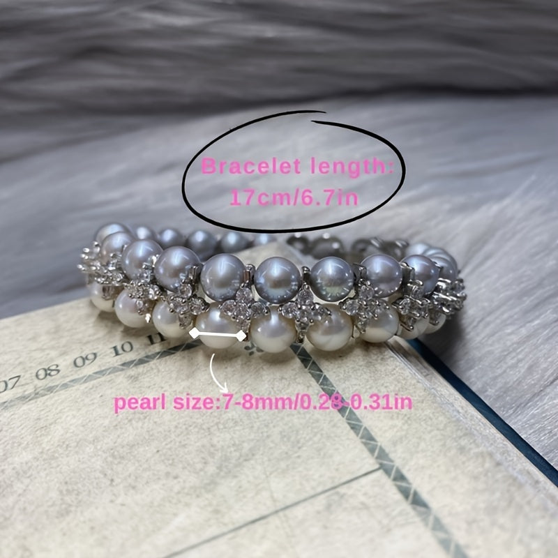 Набор браслетов из двух нитей пресноводных жемчужин в винтажном стиле, элегантные украшения для женщин