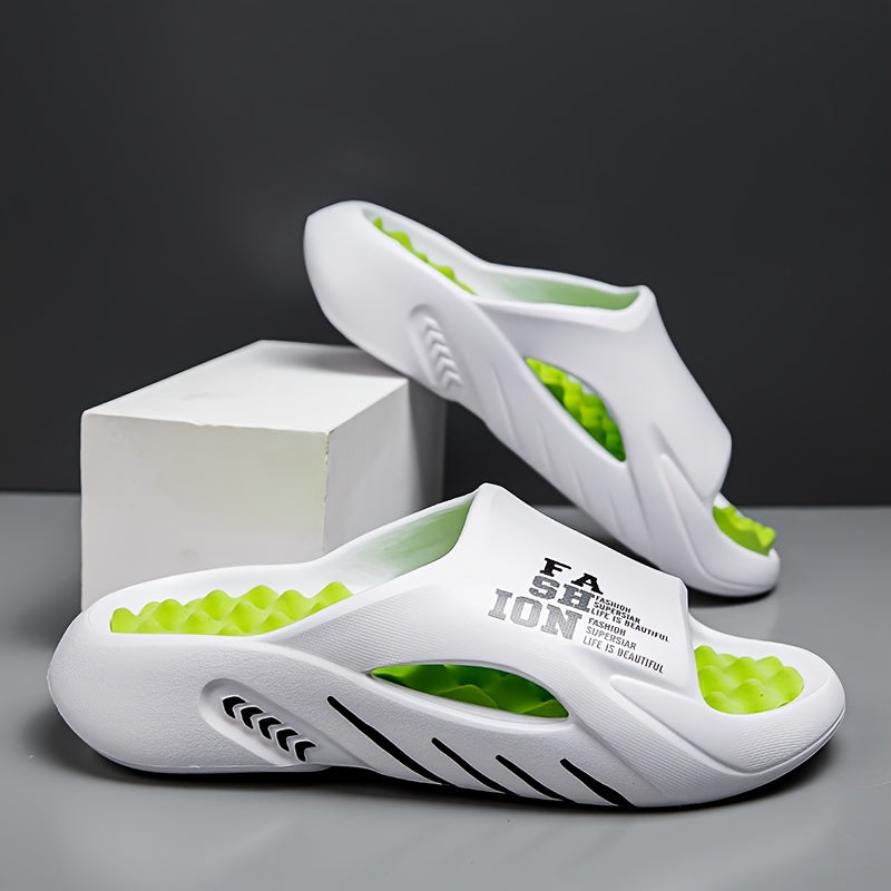 EVA Slides with Faith Print Thick Cushioned Sole Non-Slip Breathable Open-Toe for Beach Party Sports Sizes 5-9