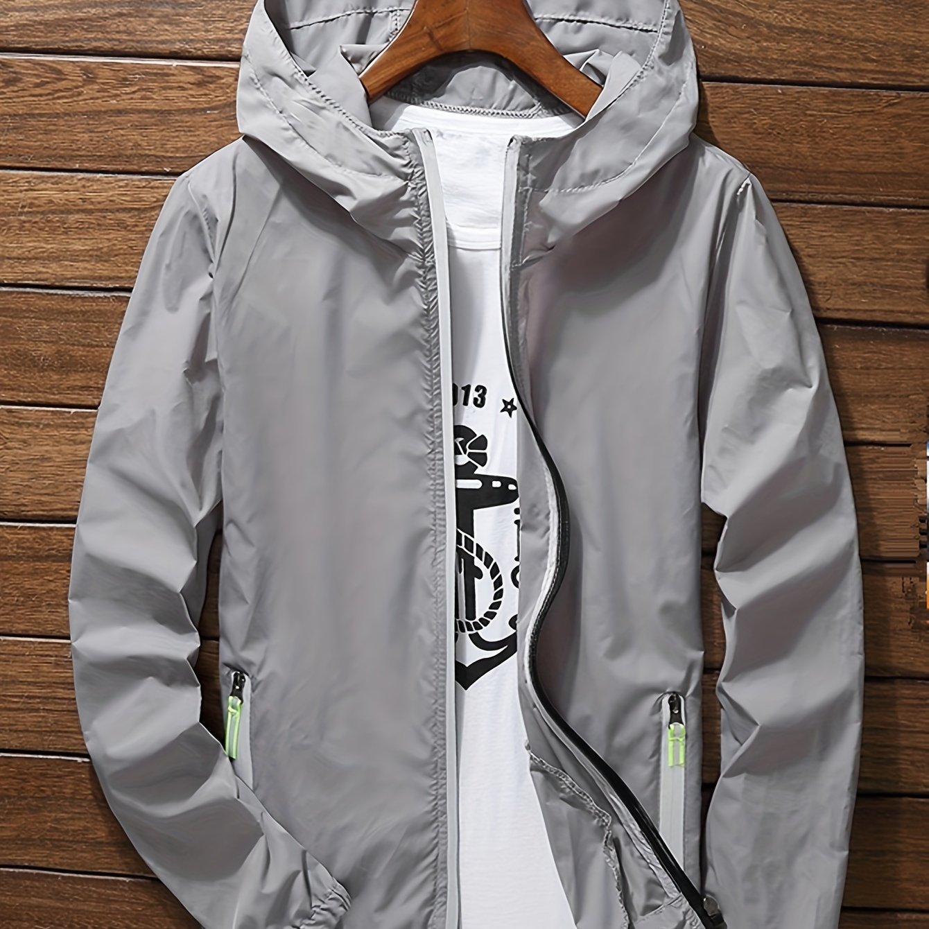 Unisex Summer Lightweight Water-Resistant Polyester Jacket with Sun Protection and Hood