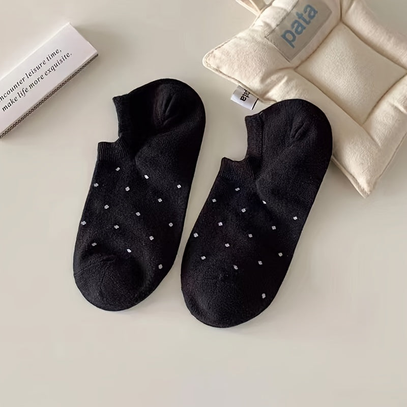 Women Polka Dot Print Low Cut Boat Socks Set of 4