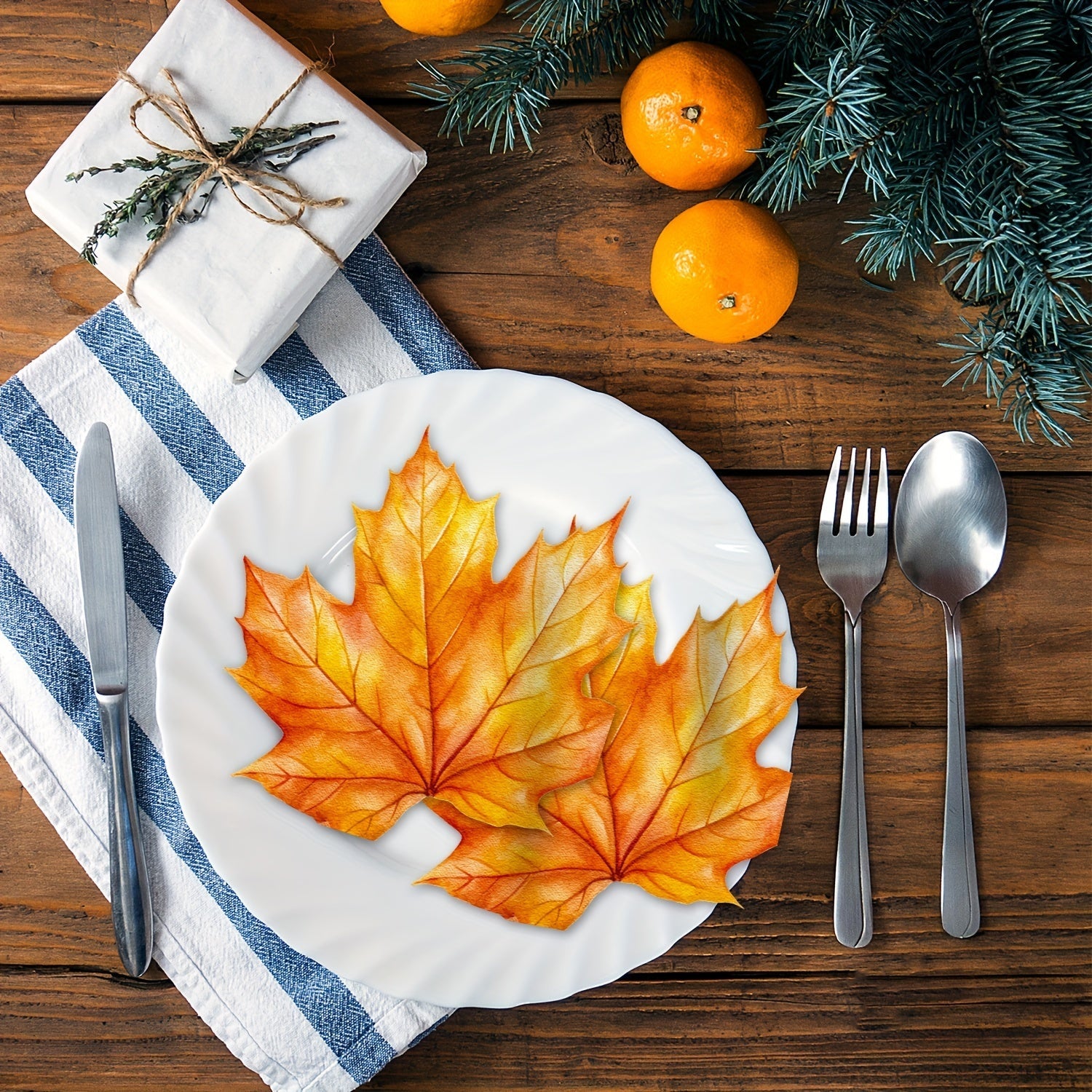 4-Ply Disposable Napkins Autumn Maple Leaf Design for Thanksgiving and Fall Events