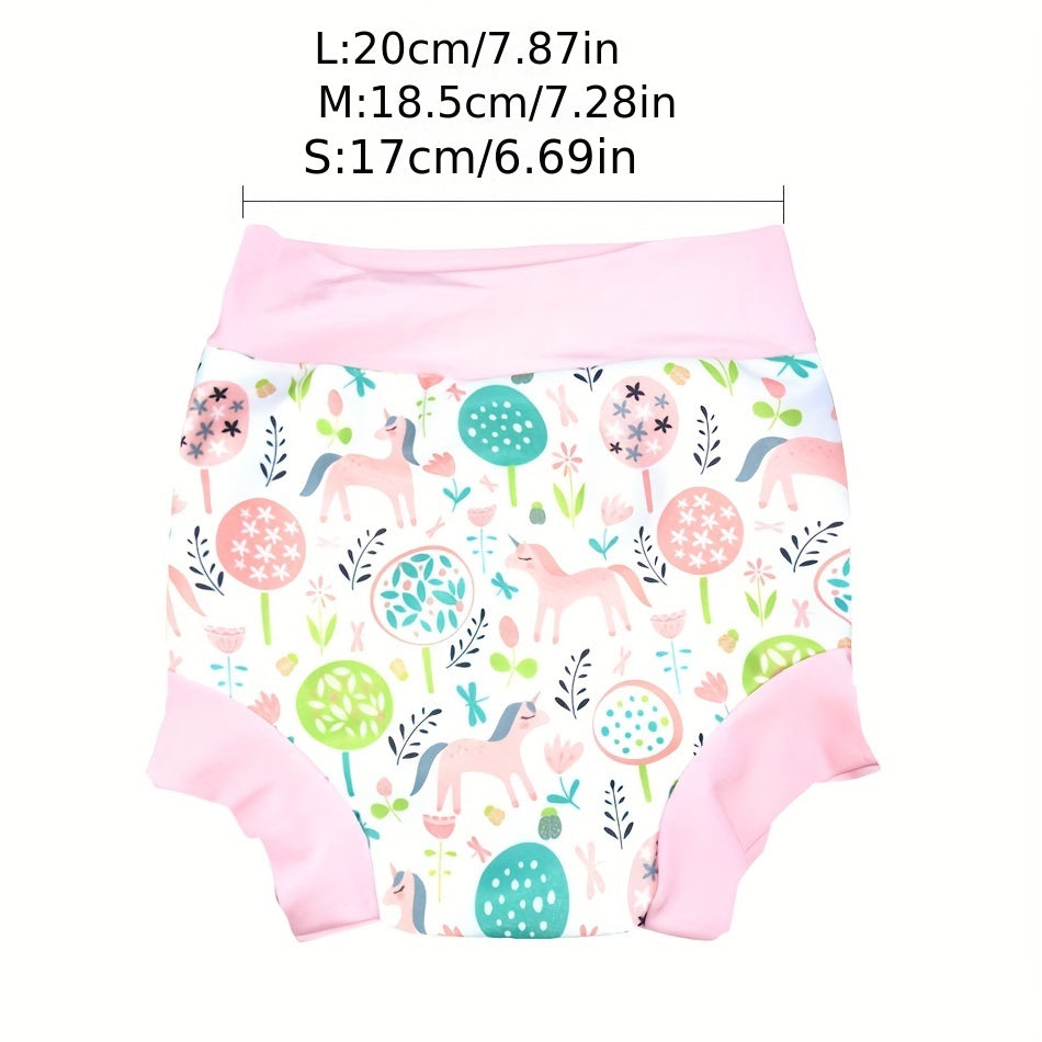 Baby Girl Swimwear High Waist Leakproof Swimsuit with UV Protection