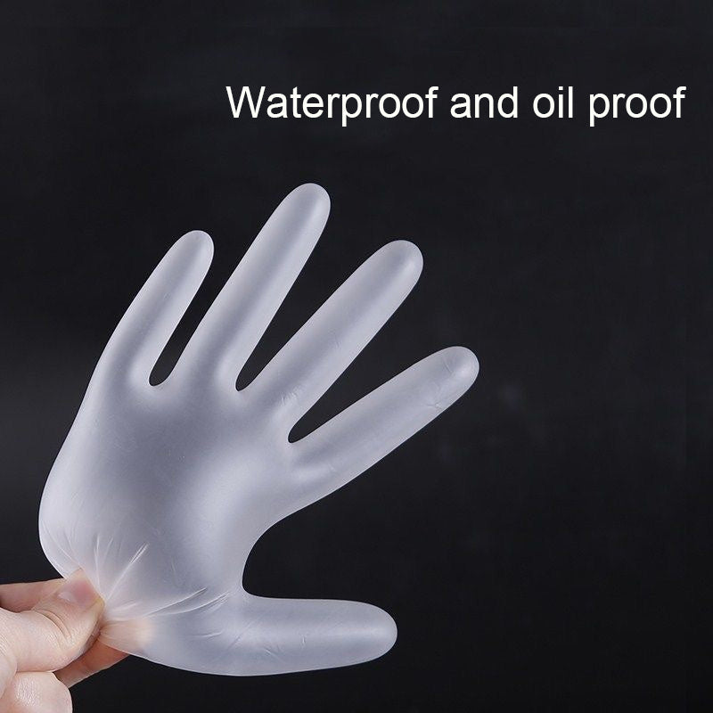 Guantes desechables de Tpe 100 piezas a prueba de agua, a prueba de aceite, sin polvo, transparentes