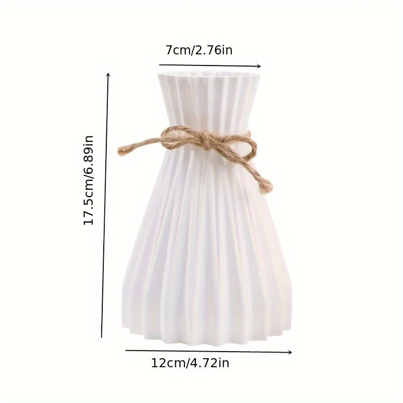 Plastic Vase with Jute Rope Accent for Artificial and Dried Flowers 7x17.5cm