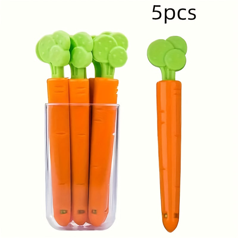 Carrot Shape Magnetic Bag Clips Set of 5 Reusable Plastic Food Sealers