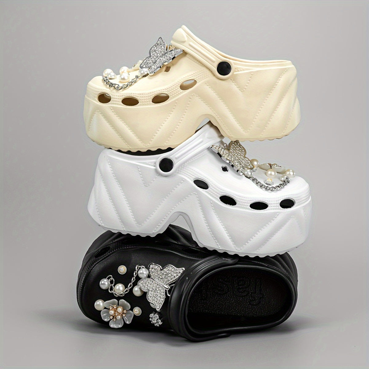 Women's Butterfly Flower High Heel Shoes Breathable EVA Casual