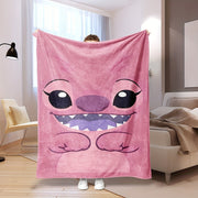 Pink Plush Throw Blanket with Cartoon Design Soft Polyester Knit for Bed Sofa Travel