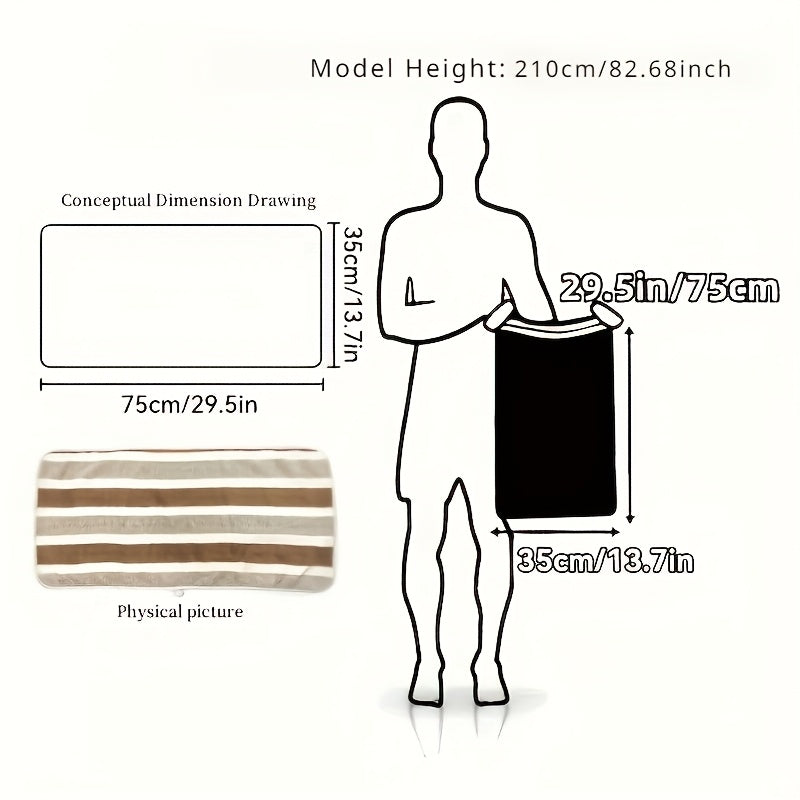 Ultra-Soft Coral Fleece Towels Set Quick Dry Striped Hand Face 34.8x74.93 cm