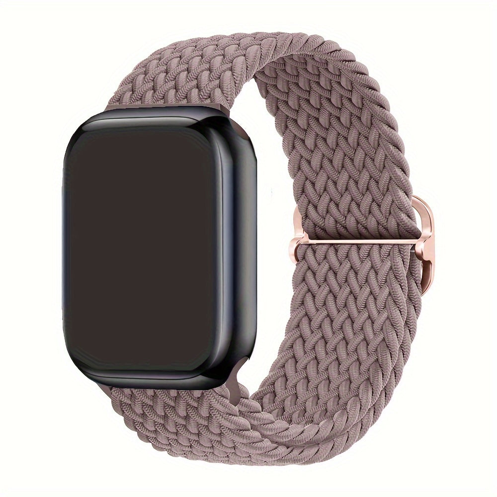 Apple Watch uchun nylon to'qilgan halqa tasmasi, moslashuvchan, elastik, suv o'tkazmaydigan va terga chidamli. Bir nechta ranglarda Ultra2/9/8/7/6/5/4/3 SE iWatch modellari uchun mos keladi. Zamonaviy va moslashuvchan.