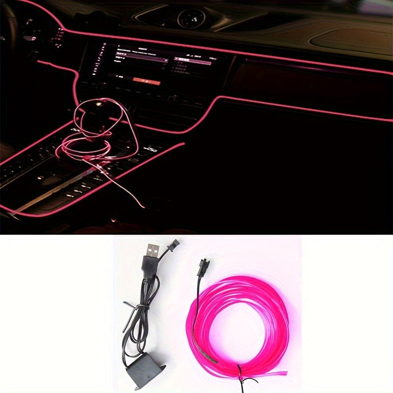 5m Car Interior LED Neon Strip Flexible Ambient Light USB Decor Diode