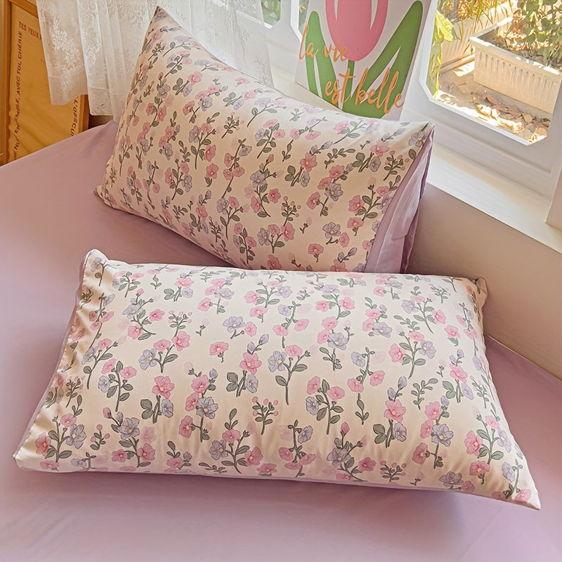 Juego de 2 fundas de almohada con estampado floral, resistentes a las manchas, lavables, de poliéster, decoración del hogar