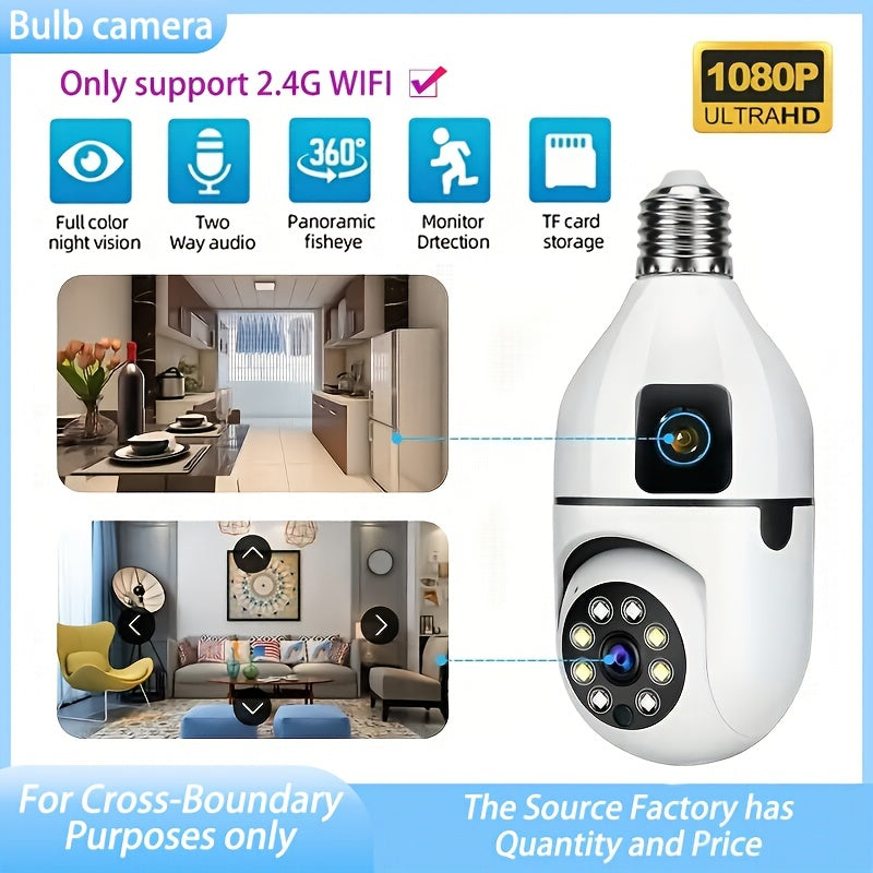 360° Panoramic WiFi Security Camera with Dual Cameras and Two-Way Audio for Home and Outdoor Surveillance