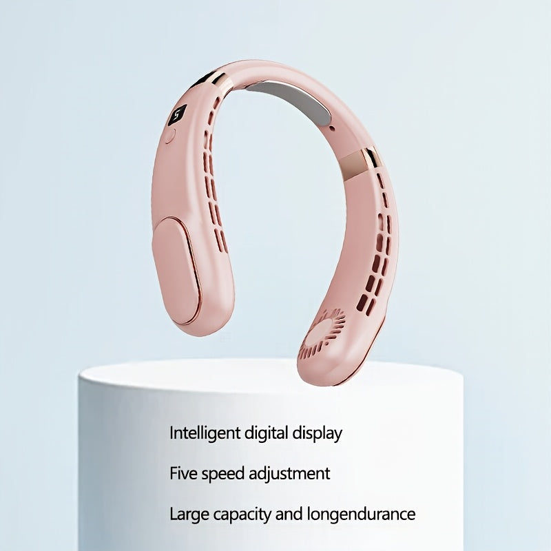 Portable Neck Fan 360° Bladeless Personal Fan USB Rechargeable Adjustable for Indoor Outdoor Use